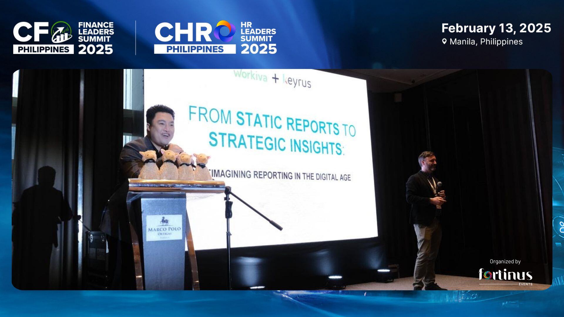 Jade Tan (Keyrus) and James Meredith (Workiva) presented on the shift from static reports to strategic insights