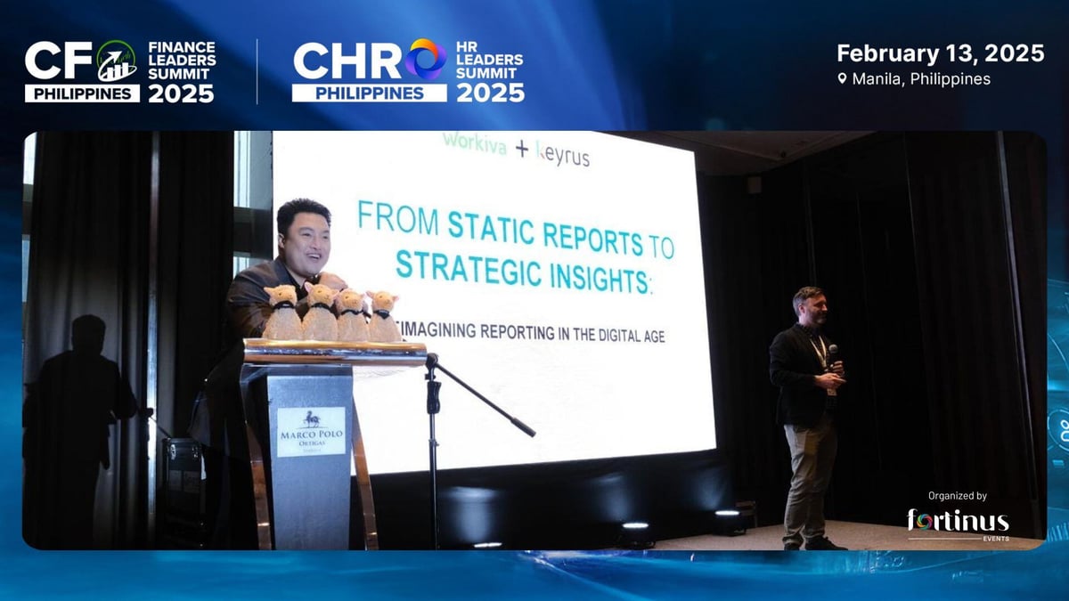 Jade Tan (Keyrus) and James Meredith (Workiva) presented on the shift from static reports to strategic insights